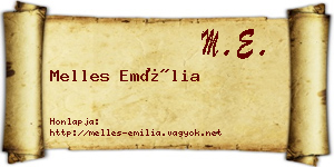 Melles Emília névjegykártya